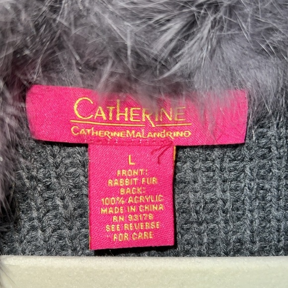 Catherine Catherine Makandrino Gray Rabbit Fur Sleeveless Vest Size L - Picture 3 of 6